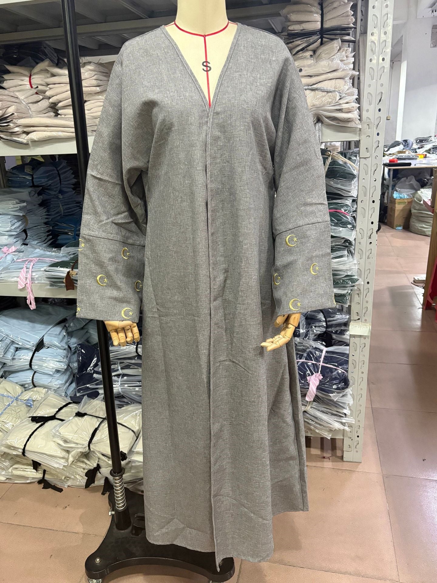 SH2537-2.0  Plain moon embroidery elegant fashionable long-sleeve dress
