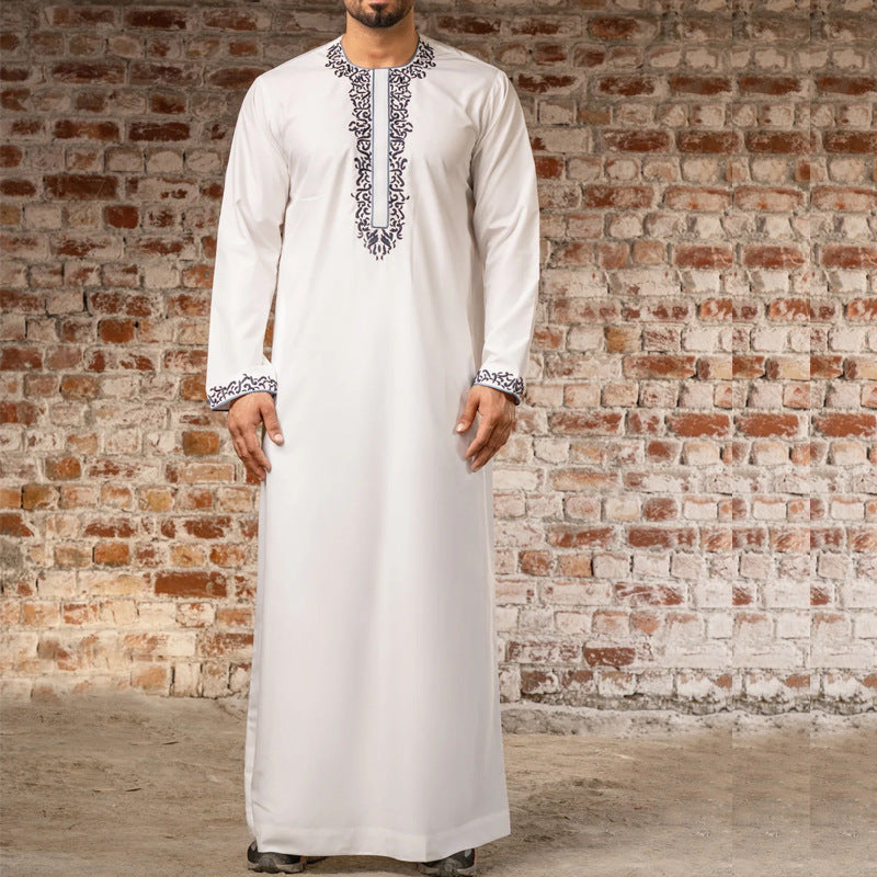 jl04 Foreign trade Muslim long-sleeved embroidered ethnic style Arab robe men's robes  abaya