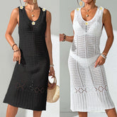 Z105601  Hollow woven hand-crocheted flower patchwork beach dress