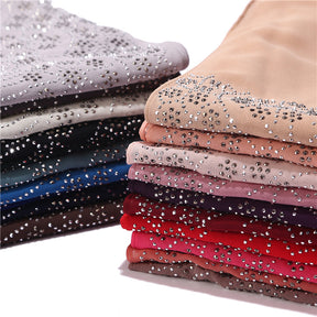 MSL081 plain pearl chiffon hot stamping diamond hijab scarf