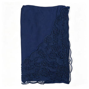 JBCX001  Plain Bamboo Fiber Jersey Hijab with Embroidered Lace