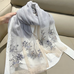 ws-9456153121  High-end Suzhou embroidery manual simulation silk summer scarf embroidered scarf gift with high-end shawl