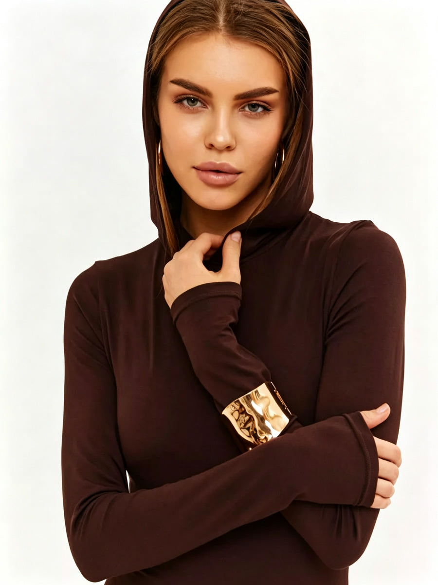 XZ563  Fitted Bodycon Long Sleeve Polyester Dress-MOQ:3