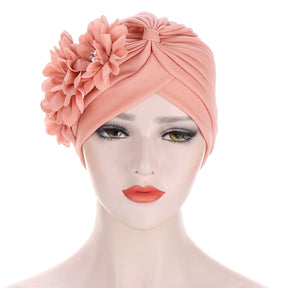 TJM-西瓜帽贴三朵花 plain hijab turban hat