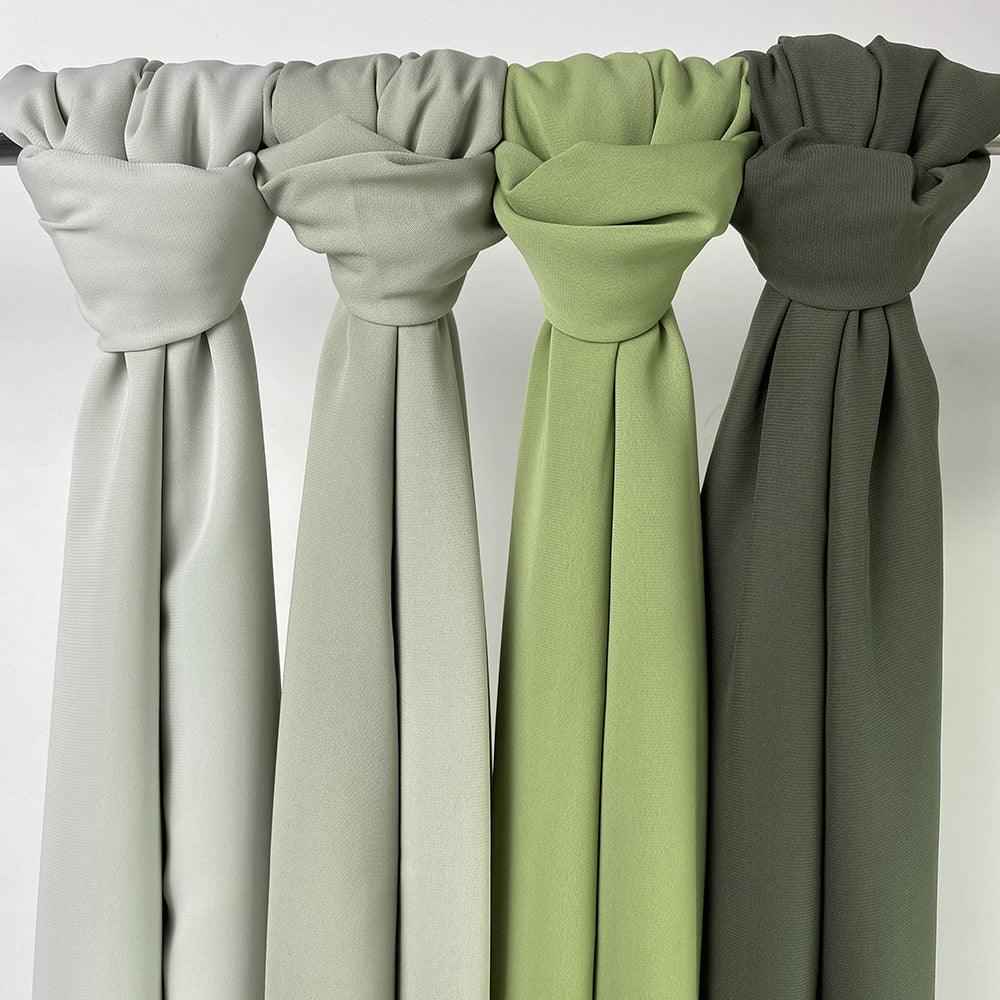 JS037  High quality satin chiffon drape good long scarf ladies pleated scarf