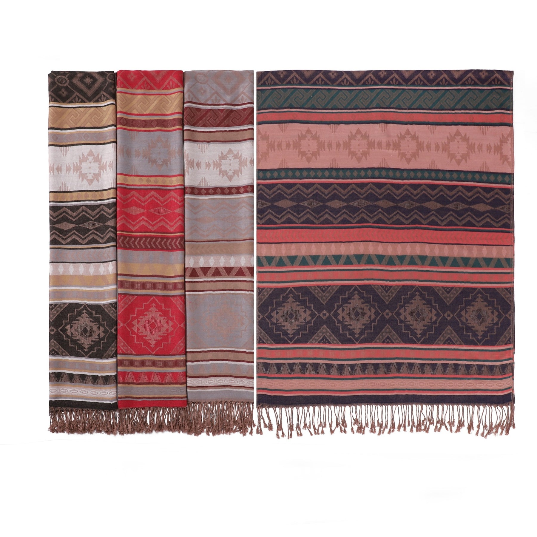 TH04-2327  Thin Viscose Diamond Jacquard Tassel Hijab