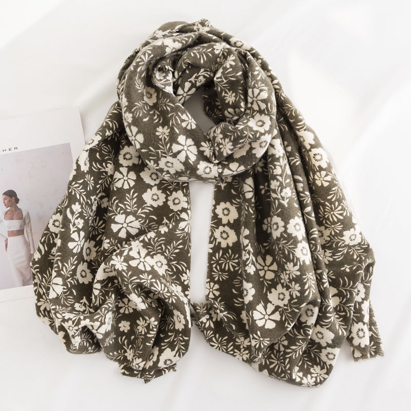 FH23-5490 floral printed winter scarf