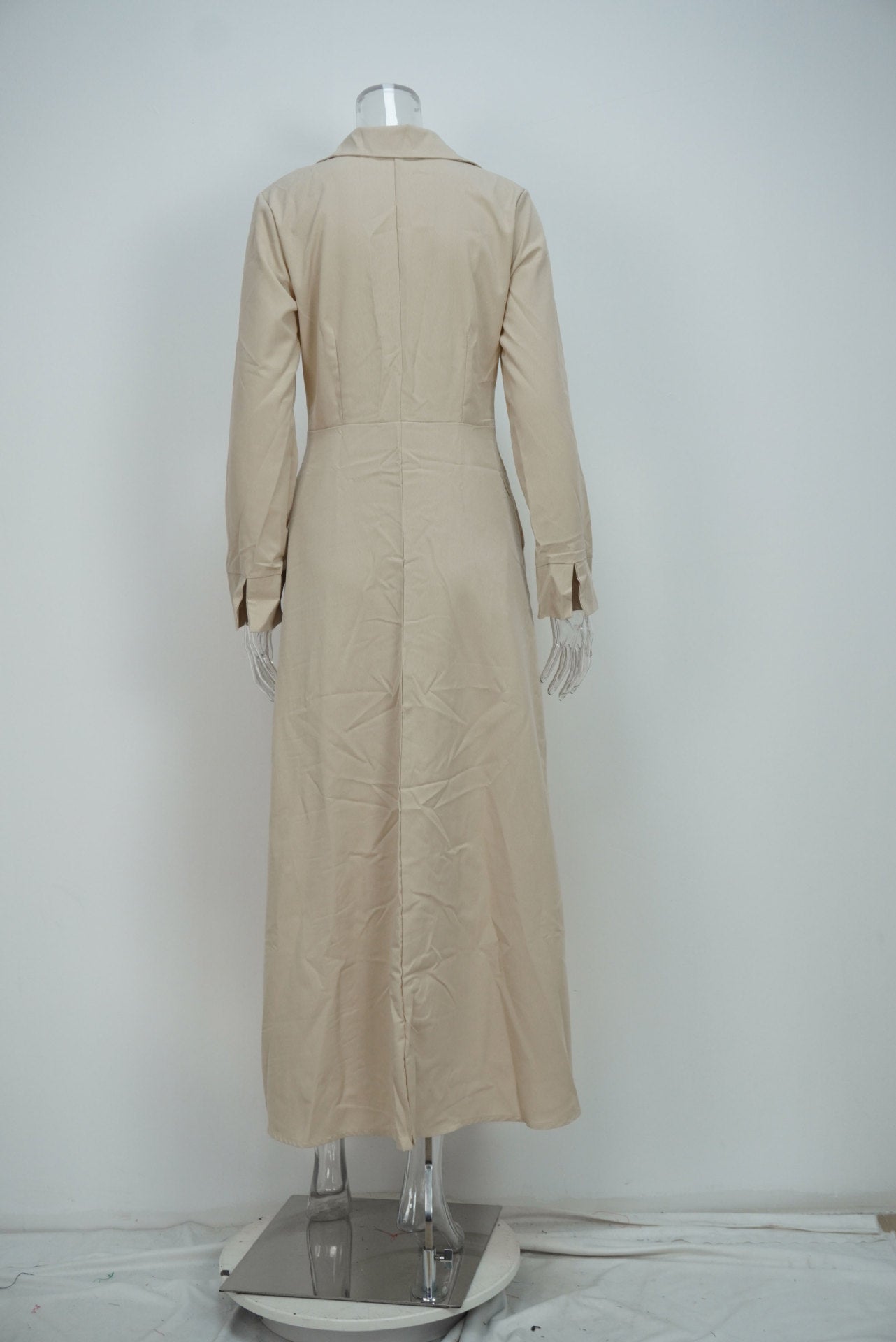 24543  Chic Spring Plain Tie-Waist Elegant Commuter Maxi Abaya Dress