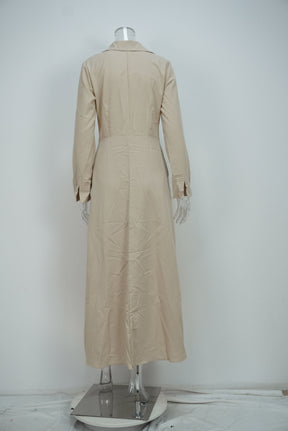 24543  Chic Spring Plain Tie-Waist Elegant Commuter Maxi Abaya Dress
