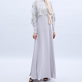 9504 Sequin embroidered cape muslim abaya dress