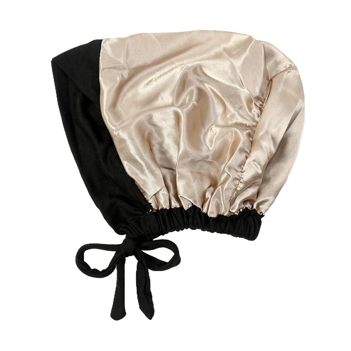 JN001  Plain Satin-Lined Polyester Tie Back Hijab Cap