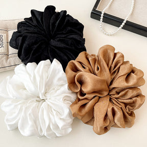 YF001  Oversized Crinkled Satin Scrunchie Hair Tie
