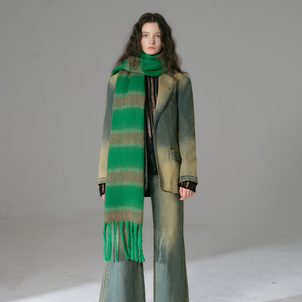 TLQHZZ-078 color stripe winter scarf