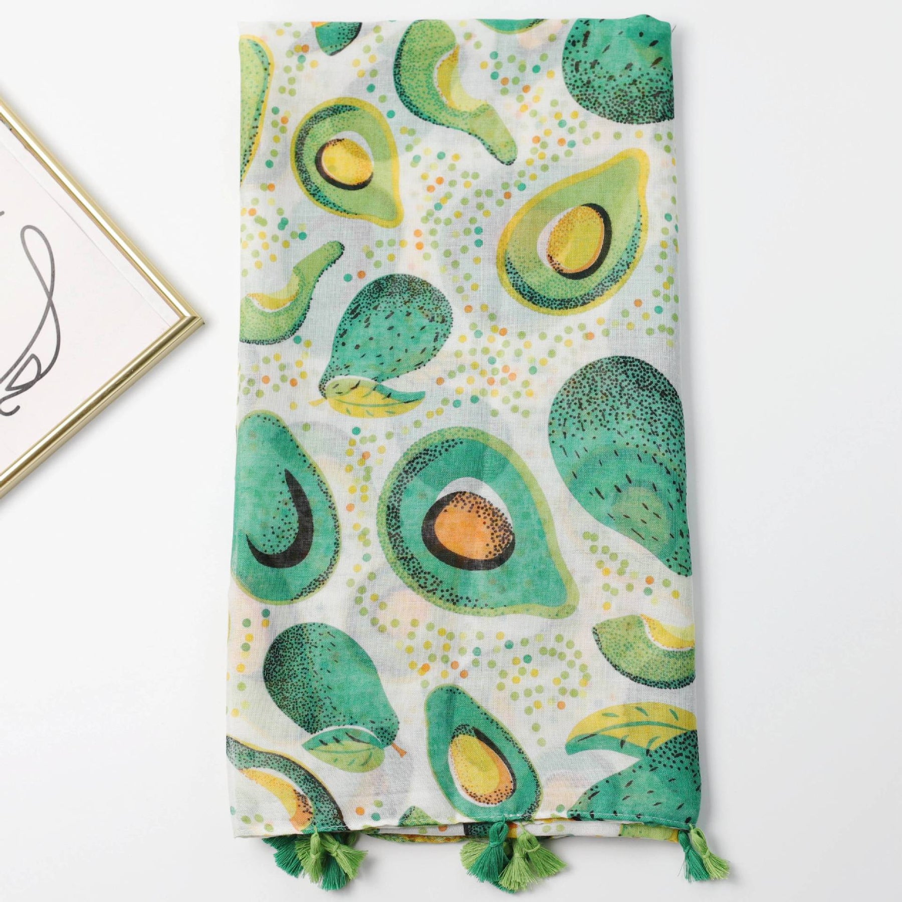 JY240608   Avocado printed silk scarf