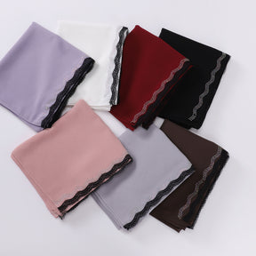 W-0071 plain chiffon lace edge hijab scarf