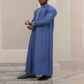 jl07 Foreign trade Muslim long-sleeved embroidered ethnic style Arab robe men's robes  abaya