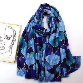 221006 stamping ginkgo printed scarf