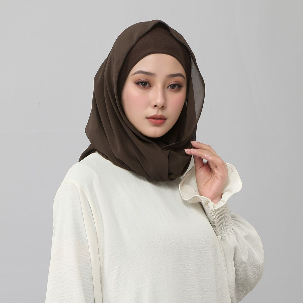 MSL262  Plain Double-Layer Chiffon Cover Hijab