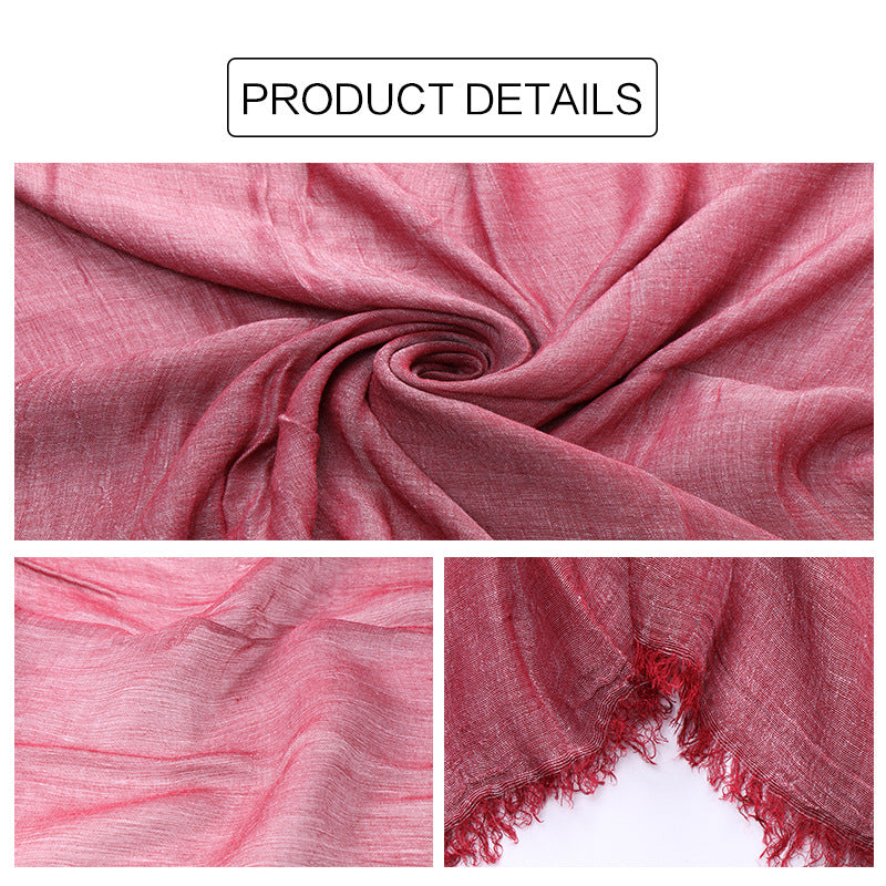 VS211 plain Cotton and linen tie-dye pleated hijab