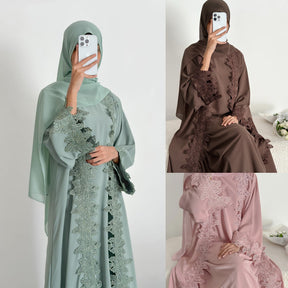 LR1184  Lace Splicing Cardigan and Inner Dress
