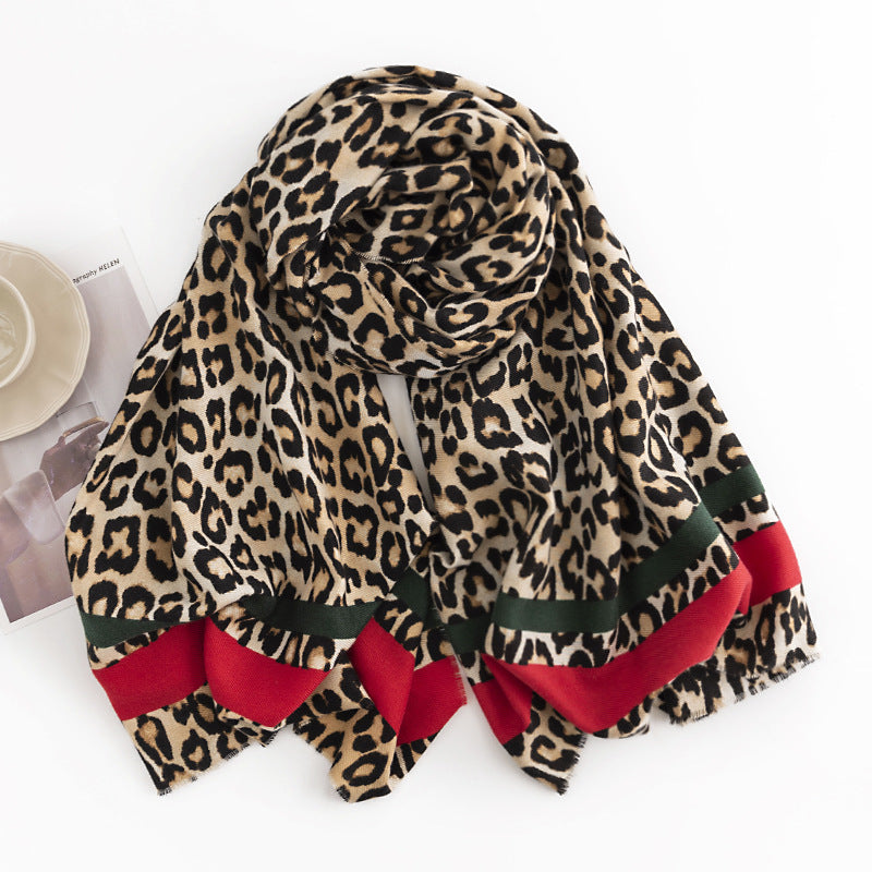 FH23-5399 Leopard print winter scarf