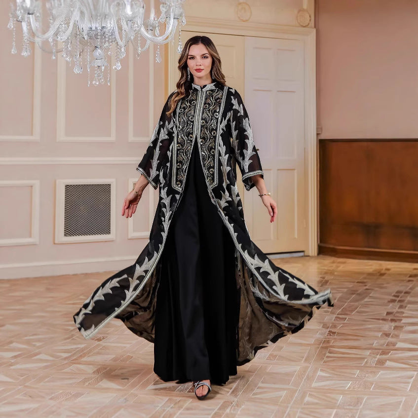 SMT094 Elegant mesh embroidered dress