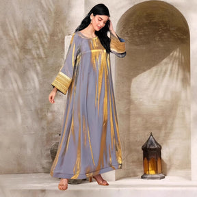 658  Shiny long dress plus size gold luxurious dress