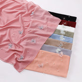 w-0056 plain pearl chiffon pearl Butterfly hijab scarf