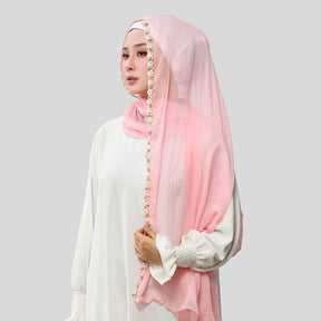 SW141  Plain Chiffon Rose Embroidered Hijab
