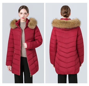 YAXF-8809  Women's Mid-Length Slim Winter Cotton-Padded Puffer Jacket