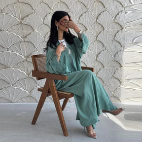 MQ214  Lace Patchwork Fashion Abaya Trendy Dress