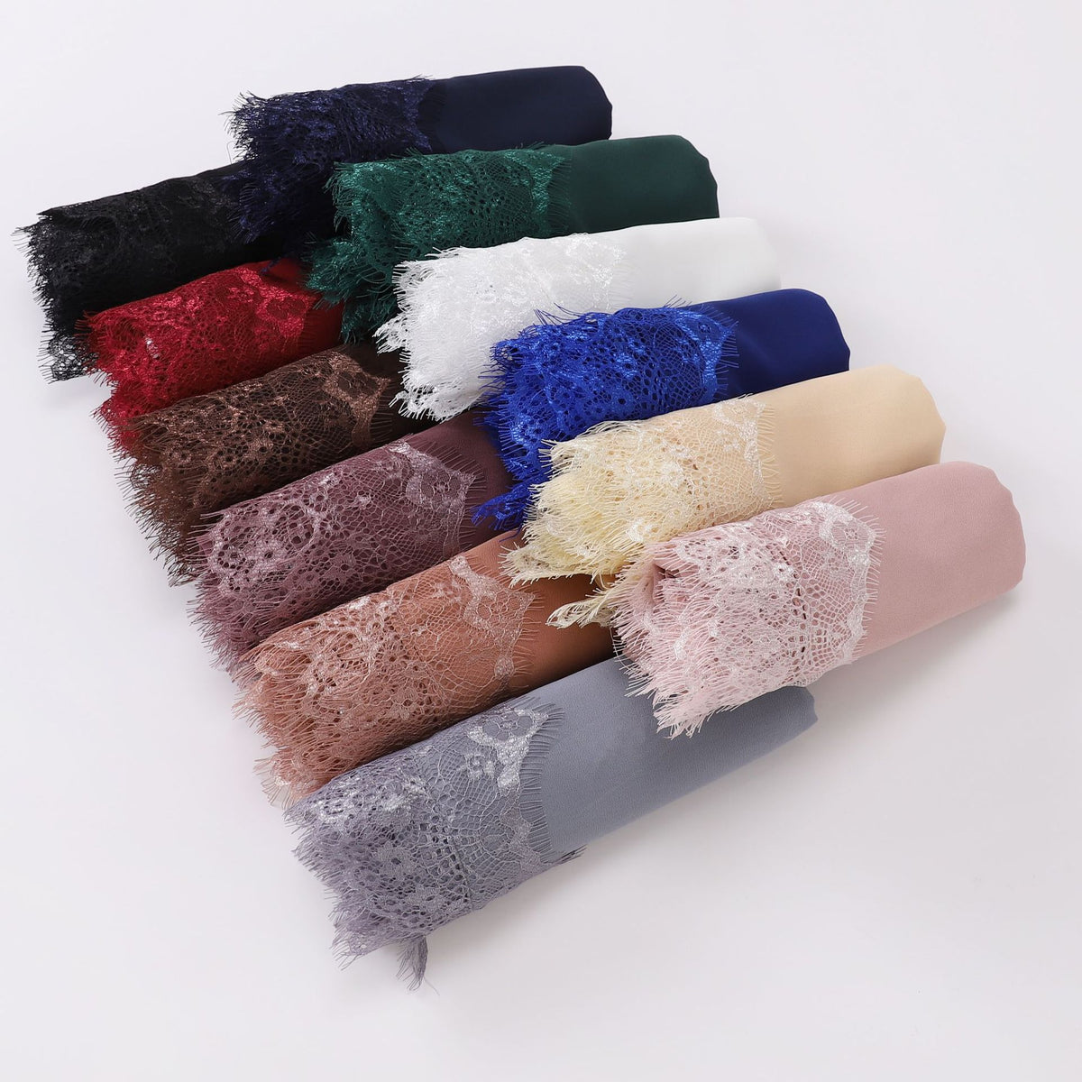 W-0057 plain chiffon Eyelash lace hijab