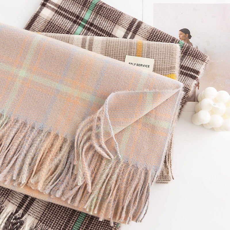 FH23-5421 lattice stripe winter scarf