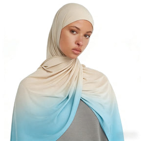 YTHBJB  Gradient Liquid Jersey Hijab, Ombre Knit Headscarf, Soft Fluid Wrap