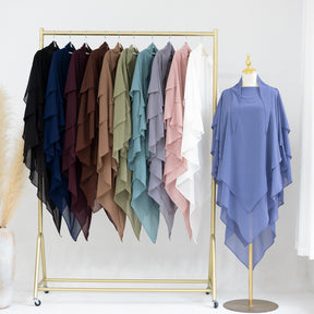 HJ909  Plain 3-Layer Polyester Prayer Hijab