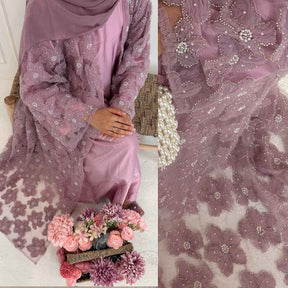 LR1069  3D Floral Beaded Cardigan Abaya