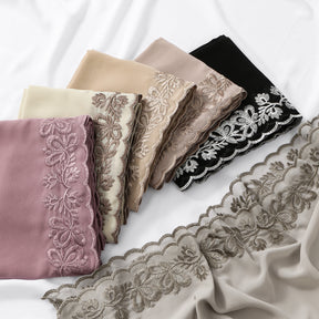 VE139  Stylish Butterfly Embroidered Chiffon Hijab