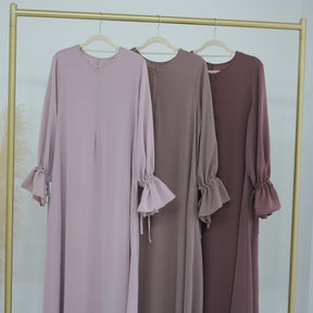 LR793 Solid color dress with small trumpet sleeves length skirt Abaya