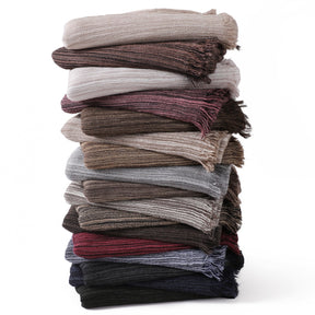 YZ319  Plain Vertical Stripe Modal Crinkle Fringe Hijab