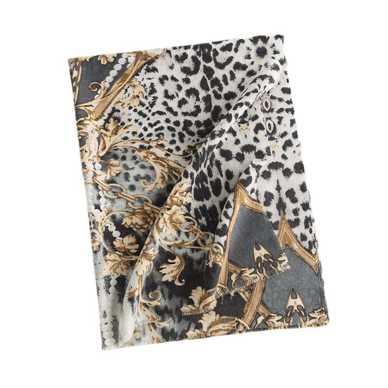 FH23-5354 Leopard print winter scarf