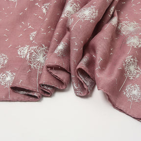 VS293 Hot stamped silver Dandelions printed hijab scarf