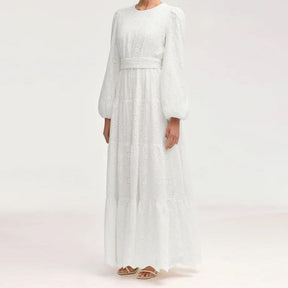LR1066  Pure Cotton Embroidery Abaya Floral Dress