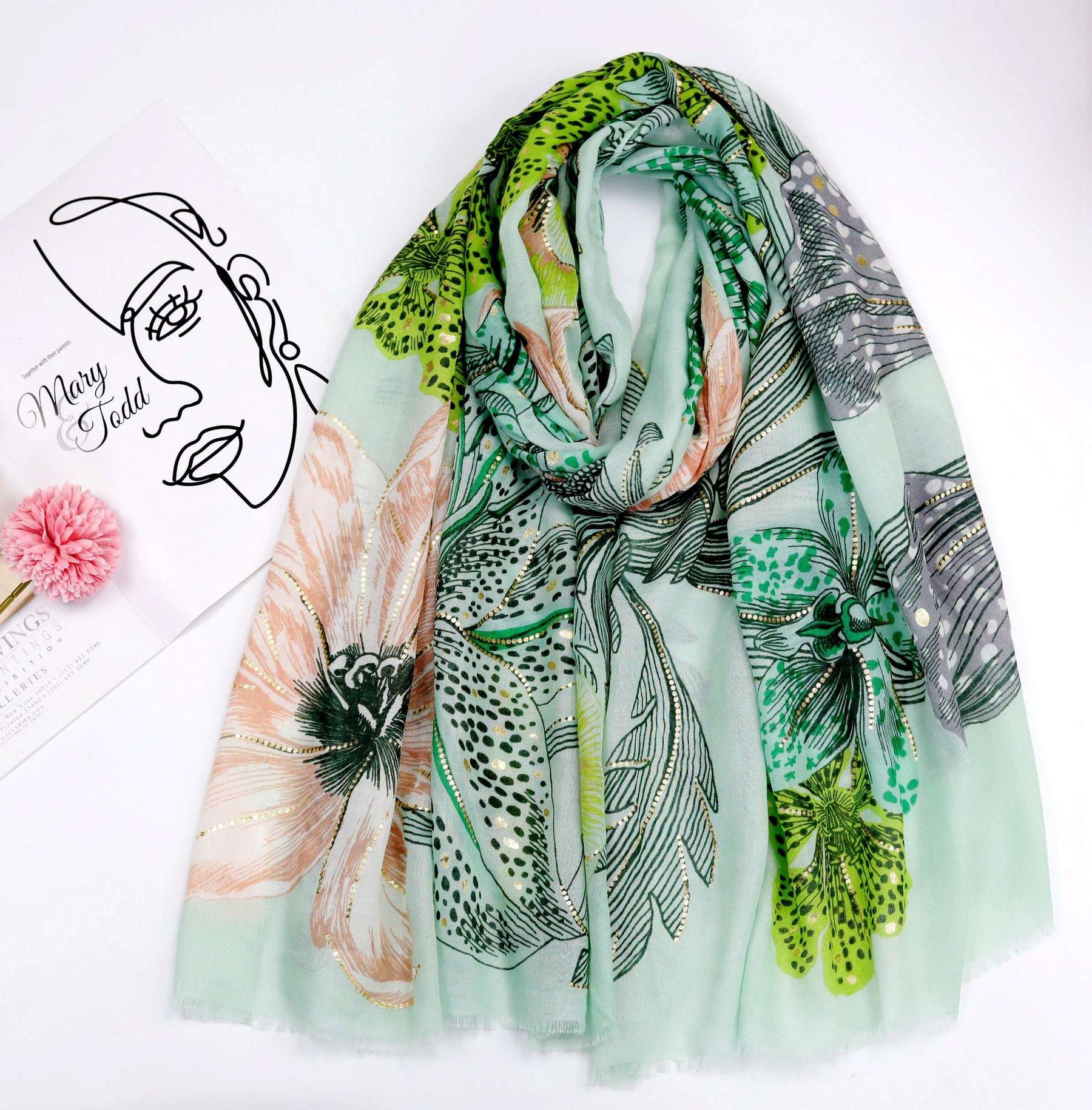 JY220101 Big king flower printed scarf