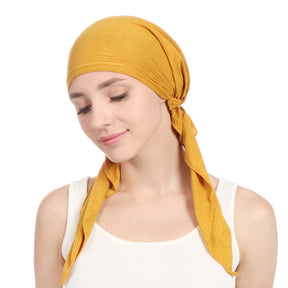 TJM-抽条飞机帽 pleated plain hijab turban hat