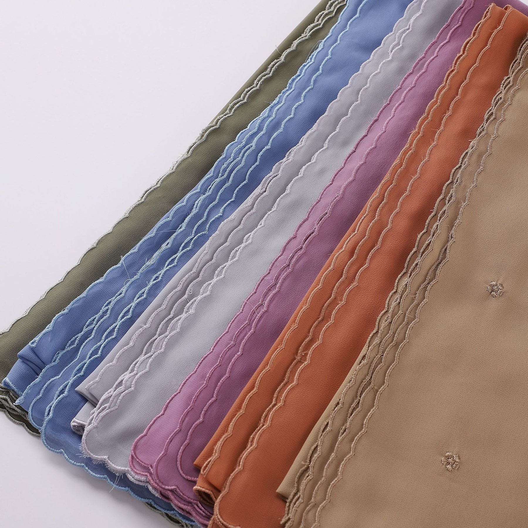 W-0116 premium plain chiffon embroidery edge hijab scarf