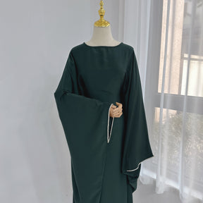 LR831  Party Beaded Viscose Dress with Integrated Inner Waist Belt