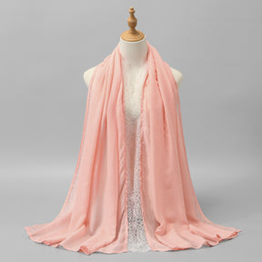 SW161  Plain Lace Trim Polyester Hijab