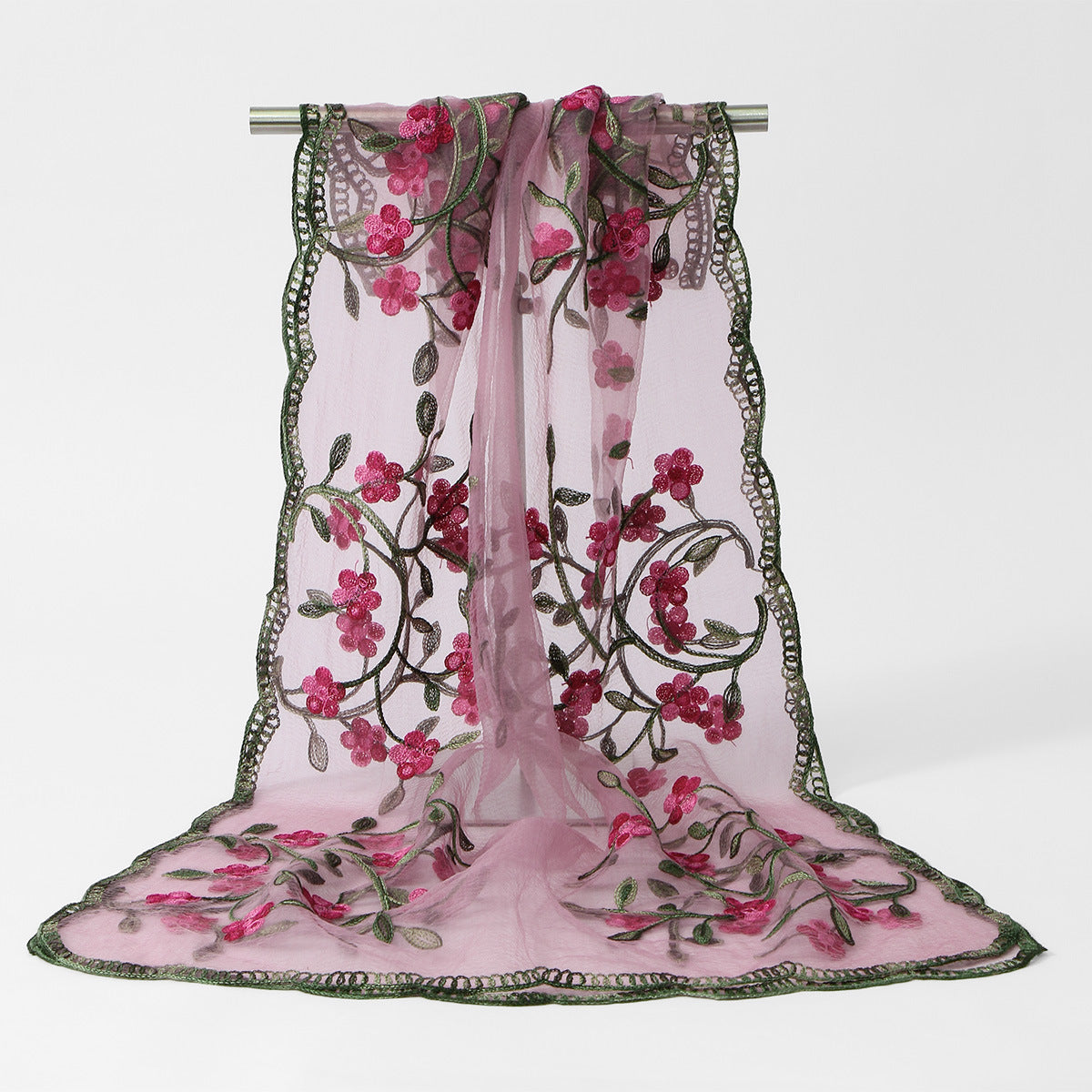 VE154  Nylon Embroidered Breathable Lightweight Hijab
