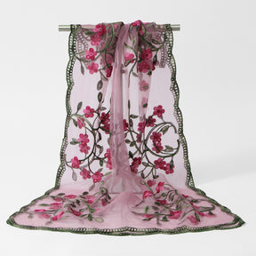VE154  Nylon Embroidered Breathable Lightweight Hijab