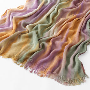 VE134  Ethnic Rainbow Tie-Dye Crinkle Rayon Hijab